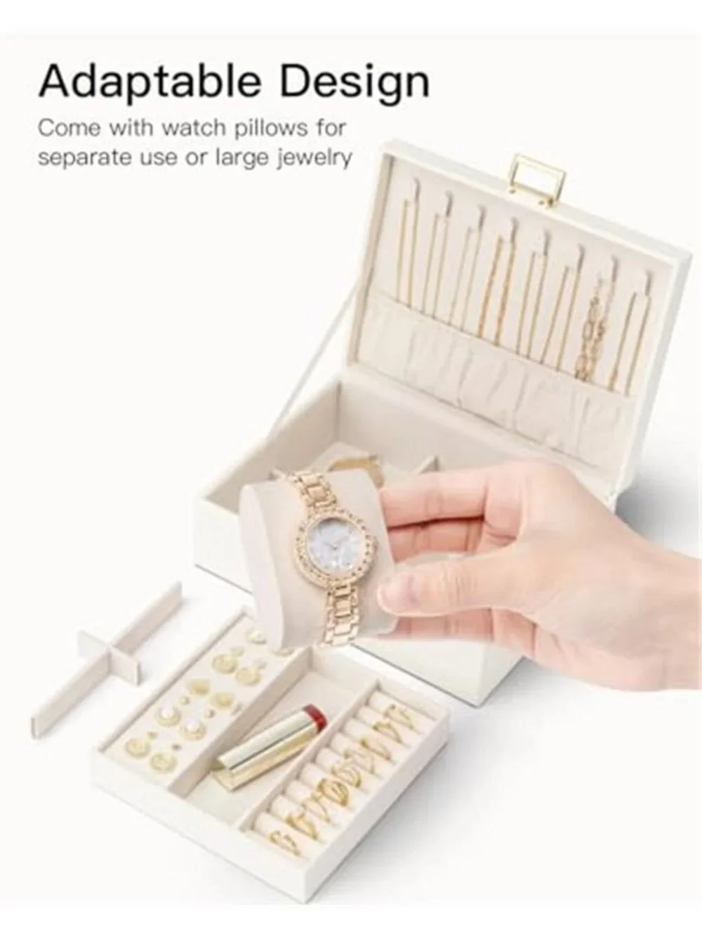 Large Jewelry Box Organizer 2 Layer Storage Case Necklace Earring Ring Bracelet